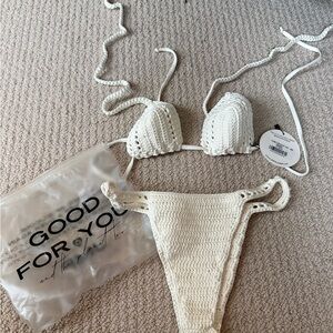 JMP the Label Crochet Bikini in Pearl size XS/S